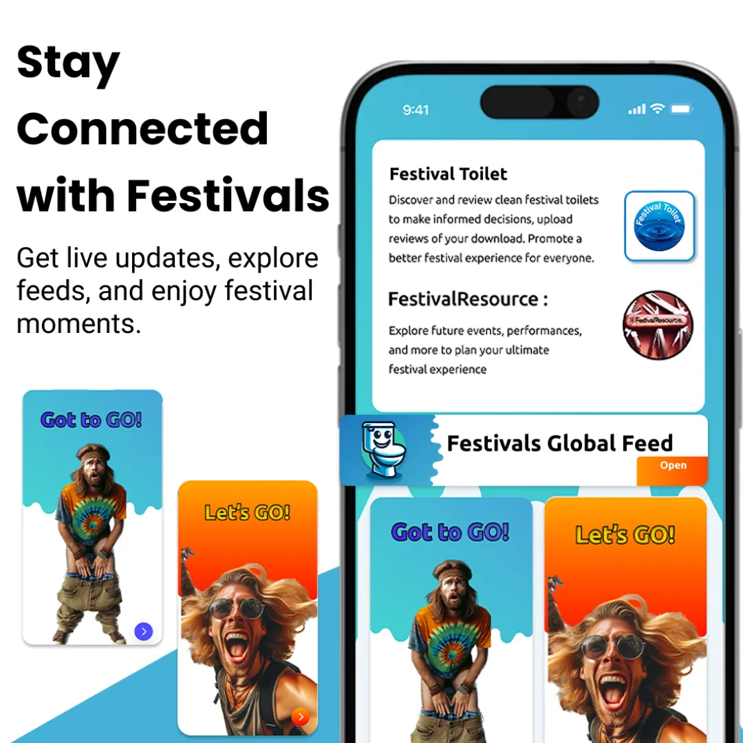 The CrapAdviser home screen explaining the app alongside the festivals global feed